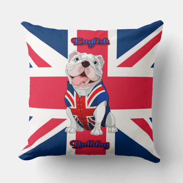 Union Jack English Bulldog Kudde (Framsida)