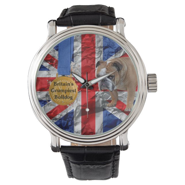 Union Jack English Bulldog Watch Watch Armbandsur (Framsida)