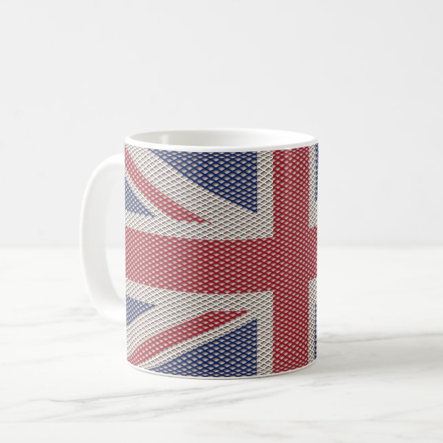 Union Jack Flag Fishnet Pattern Kaffemugg (Framsida vänster)