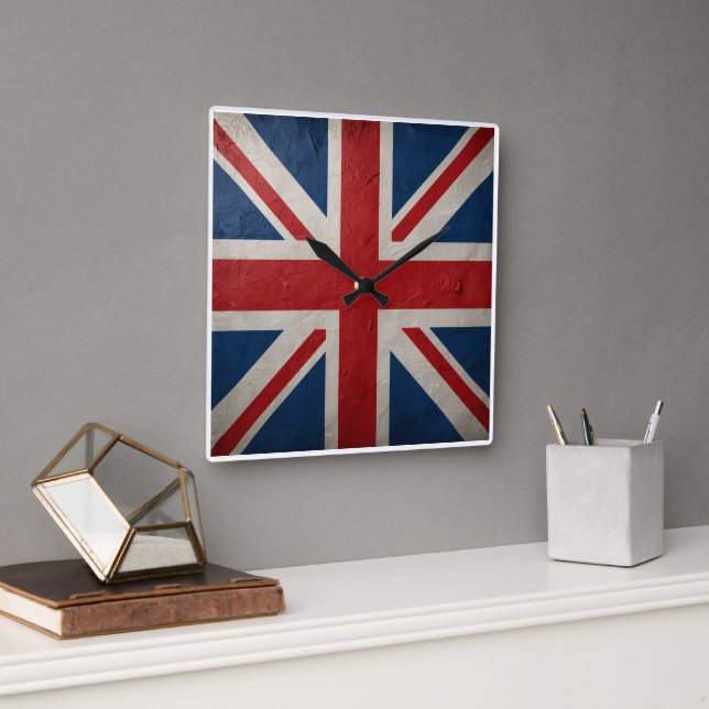 Union Jack flag Fyrkantig Klocka (Kontor)