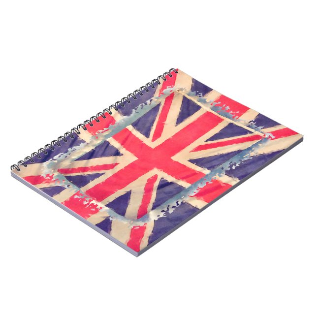 UNION JACK FLAG grunge Anteckningsbok (Vänstra Sidan)