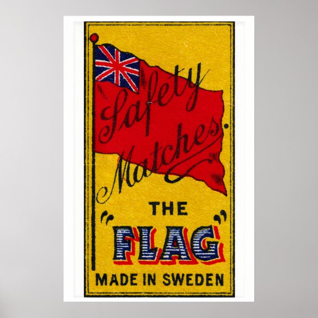 Union Jack Flag Matchbox Konsttryck, Svensk Poster (Framsidan)