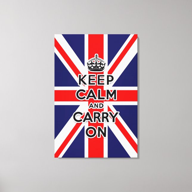 Union Jack flagga behålla lugn och fortsätt Canvastryck (Framsida)