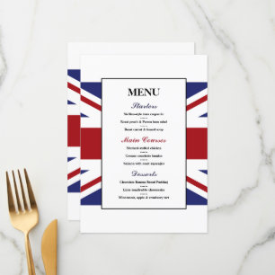 Union Jack Flagga British Bröllop Menu Meny