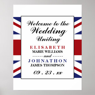 Union Jack Flagga British Bröllop Välkommen Poster