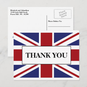 Union Jack Flagga Brittiskt Bröllop Tack Meddelande Vykort