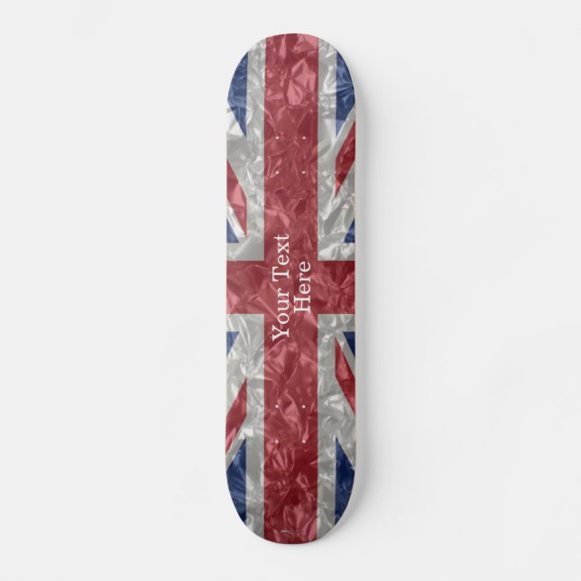 Union Jack Flagga - Crinkled Skateboard Bräda 20,5 Cm (Framsida)