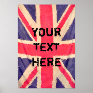 UNION JACK FLAGGA + din text Poster