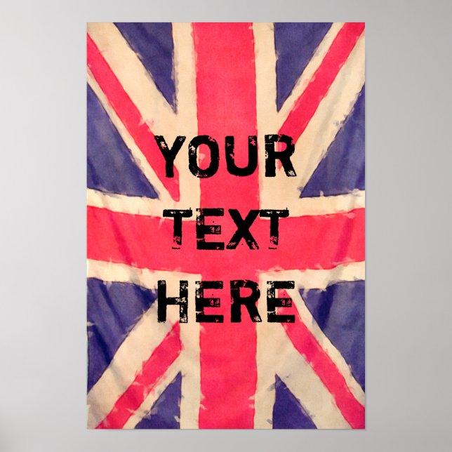 UNION JACK FLAGGA + din text Poster (Framsidan)