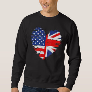 Union Jack Flagga England och American Flagga for Lång Ärmad Tröja
