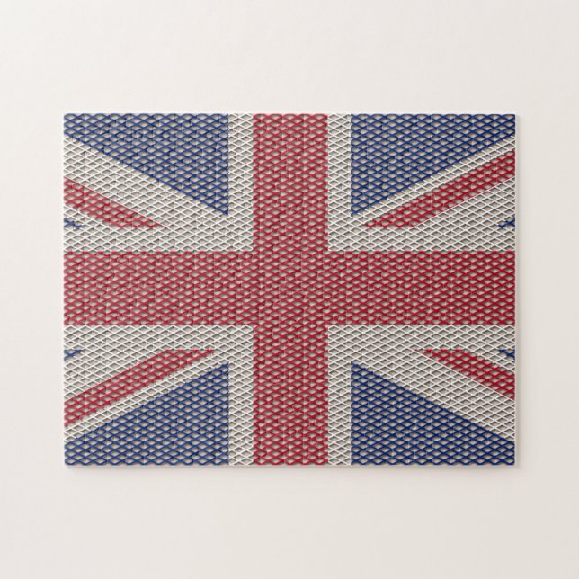 Union Jack Flagga Fishnet Mönster Jigszle Puzzle Pussel (Horisontell)