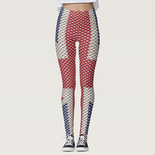 Union Jack Flagga Fishnet Mönster Leggings (Framsida)