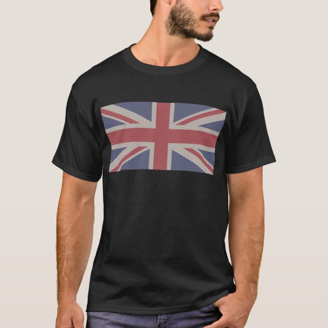 Union Jack Flagga Fishnet Mönster T-Shirt (Framsida)