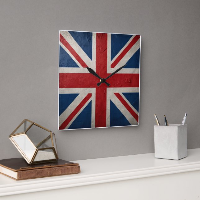 Union Jack-flagga Fyrkantig Klocka (Kontor)