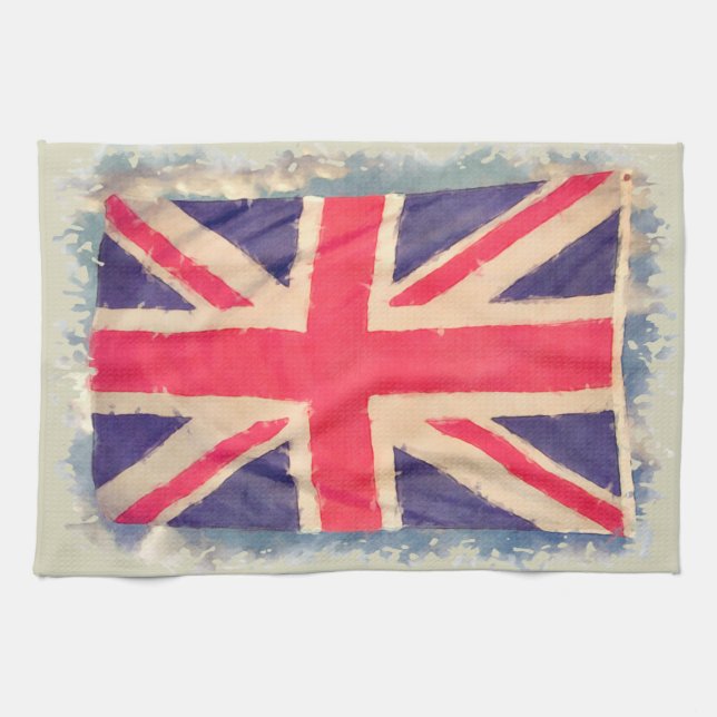 UNION JACK FLAGGA grunge Kökshandduk (Horisontell)