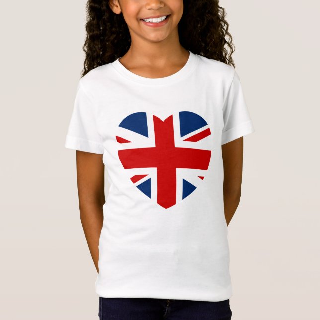 Union Jack Flagga Hjärtformade Tee Shirt (Framsida)