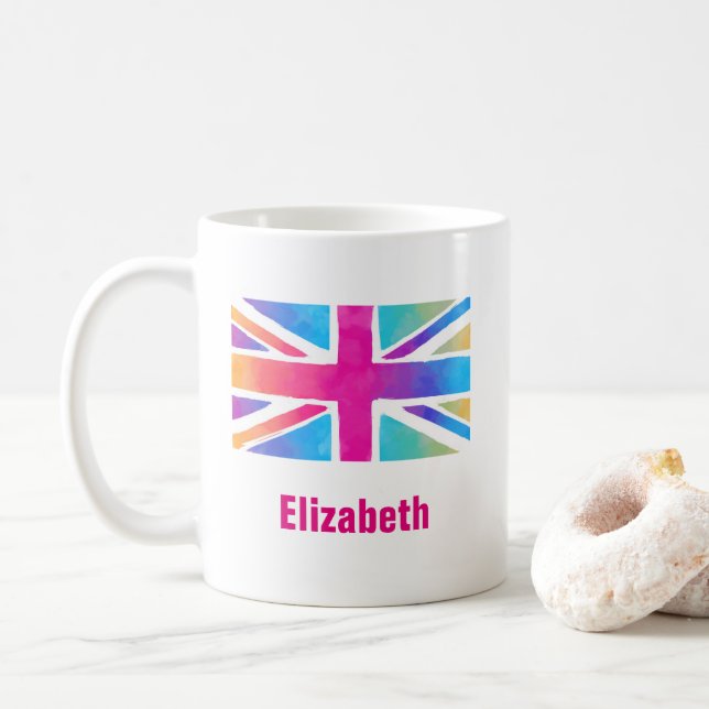 Union Jack Flagga i Anpassningsbarna med Bright Wa Kaffemugg (Med munk)