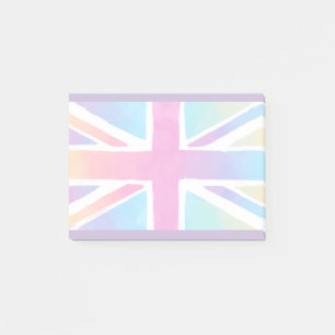 Union Jack Flagga i Bright Watercolor Post-it Block