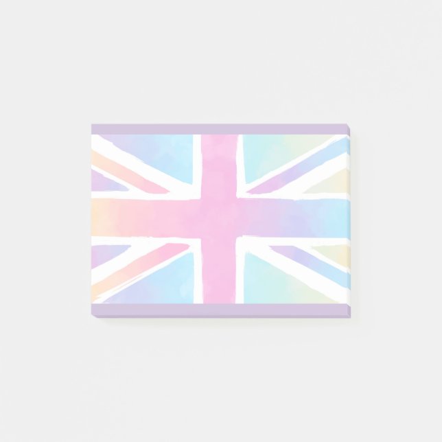 Union Jack Flagga i Bright Watercolor Post-it Block (Framsida)