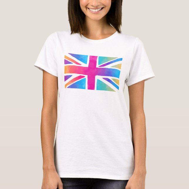 Union Jack Flagga i Bright Watercolor Tröja (Framsida)