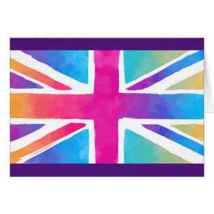Union Jack-flagga i ljusa akvareller Hälsningskort