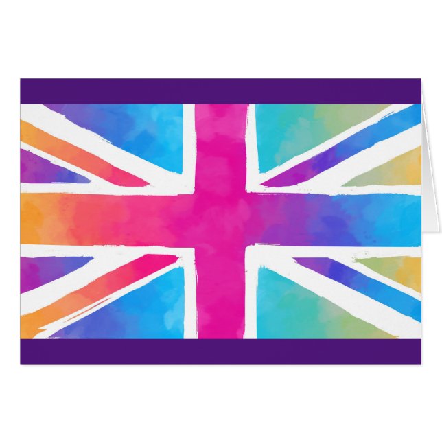 Union Jack-flagga i ljusa akvareller Hälsningskort (Framsidan Horizontal)