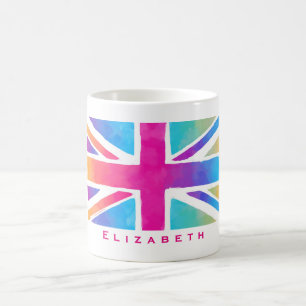 Union Jack Flagga i Personligen med Bright Waterco Kaffemugg