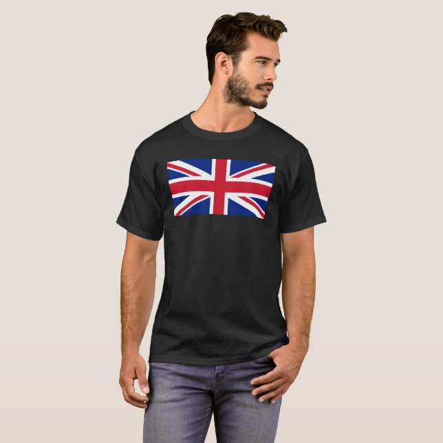 Union Jack Flagga-knapp T Shirt (Hel framsida)