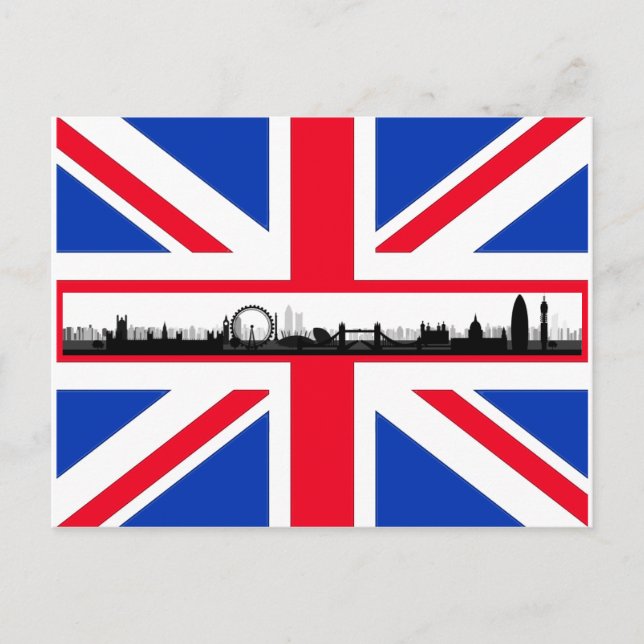 Union Jack Flagga London Skyline Postcard Vykort (Framsida)