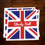 Union Jack Flagga med Funny Quote Square Papper Pappersservett<br><div class="desc">Ett underbart val i cocktail-blöjor för ditt pub, pub, köksrum eller rec-rum. Den här roliga brittiska temadesignen har den färgstarka röda vita och blå Union Jack-flagga från Storbritannien som visas här med ett lustigt, välbekant slang-ord från ord, "Bloody Helvete". Det startar en konversation för party, evenemanget eller hemunderhållningen. Ord blodig...</div>