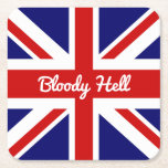 Union Jack Flagga med Funny Quote Underlägg Papper Kvadrat<br><div class="desc">Den färgstarka röda vita och blå Union Jack flagga från Storbritannien som här visas med ett lustigt slang svär ord, "Bloody helvetet", gör att ett samtal startar för party, evenemanget eller hemunderhållningen. Ord blodig... är en korruption av Guds blod, en fras som användes så långt tillbaka som 1700-talet... helvetet tillkom...</div>