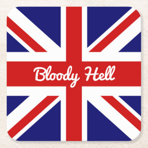 Union Jack Flagga med Funny Quote Underlägg Papper Kvadrat