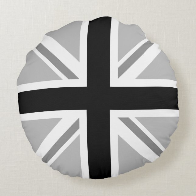 Union Jack/Flagga Monochrome Rund Kudde (Baksidan)