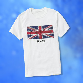 Union Jack Flagga Mosaic Design (svart text) T-Shi T Shirt