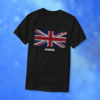 Union Jack Flagga Mosaic Design (vit text) T-Shirt