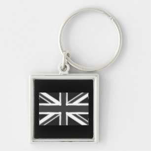 Union Jack flagga of the UK - Chrome Fyrkantig Silverfärgad Nyckelring