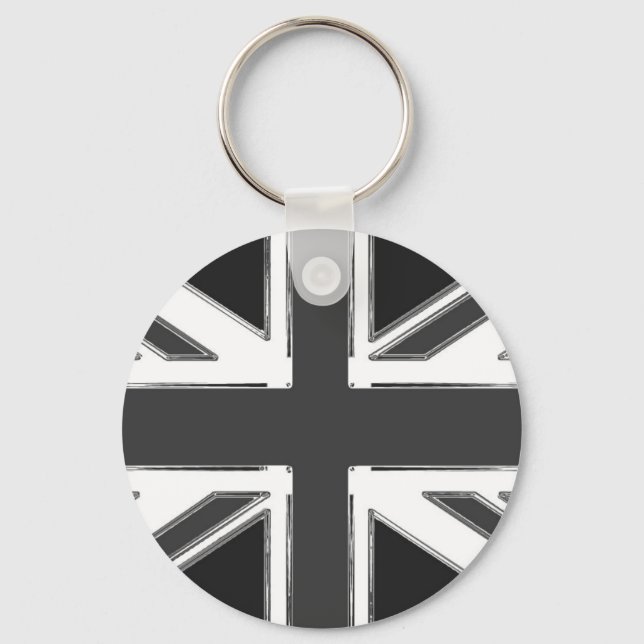 Union Jack flagga of the UK - Chrome Nyckelring (Framsida)