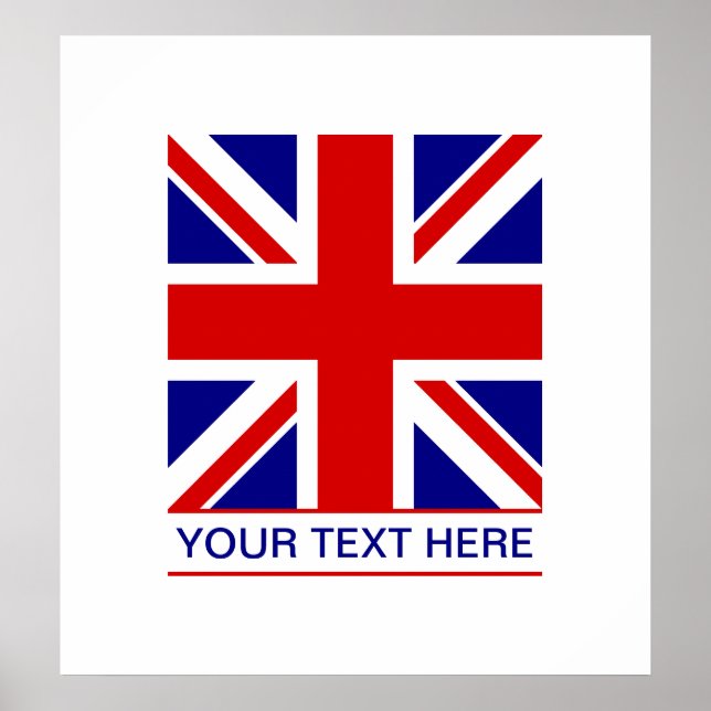 Union Jack Flagga Plus din text Poster (Framsidan)