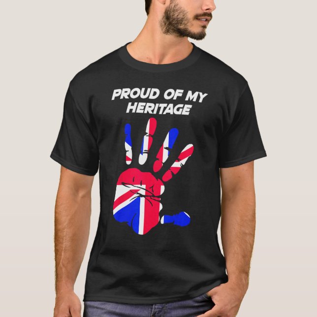 Union Jack Flagga Prated Handflatan T Shirt (Framsida)