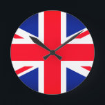 Union Jack Flagga Round Wall Clock Rund Klocka<br><div class="desc">Runt väggklocka med bilden av Union Jack flagga.</div>