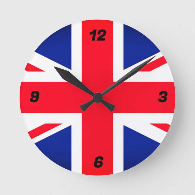 Union Jack Flagga Round Wall Clock Rund Klocka (Framsida)