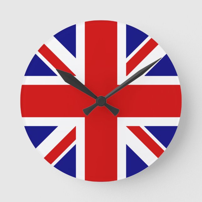 Union Jack Flagga Rund Klocka (Framsida)