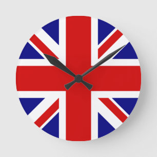 Union Jack Flagga Rund Klocka