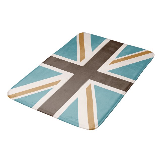 Union Jack/Flagga Teal Brown Guld Cream Badrumsmatta (Vinklad)