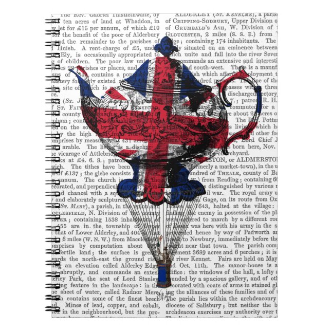 Union Jack Flies Tekanna Anteckningsbok Med Spiral (Framsidan)