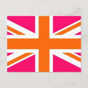 Union Jack för rosa och Orange Vykort