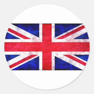 Union Jack grunge t-shirts och presenter Runt Klistermärke