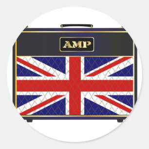 Union Jack Guitar Amplifier Runt Klistermärke