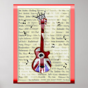 Union Jack Guitar British Rock musik Theme Poster