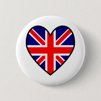 Union Jack Heart Flagga Button Knapp